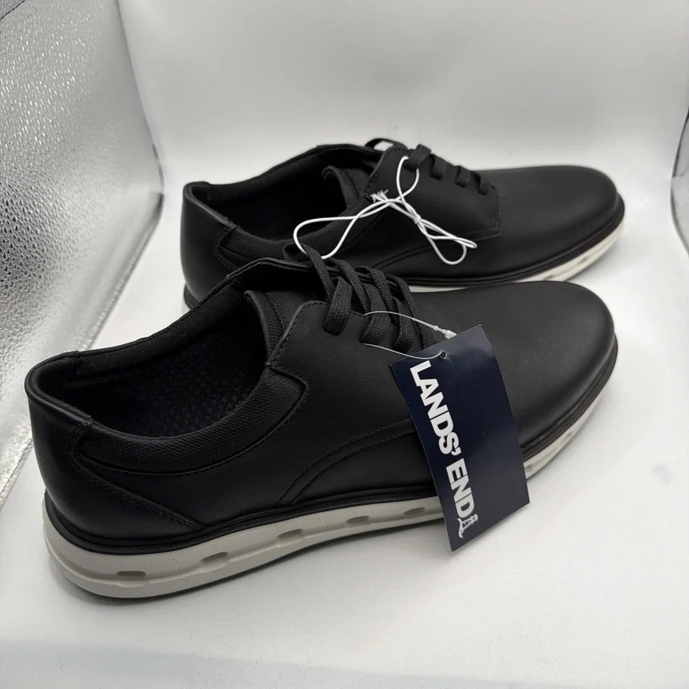 Land's End Men's Sport Oxford Comfort Shoes  Black /White 13 New